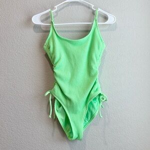 Hurley Neon Green Textured One-Piece Swimsuit